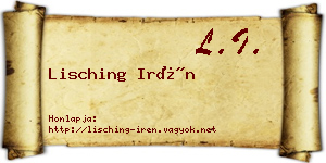 Lisching Irén névjegykártya